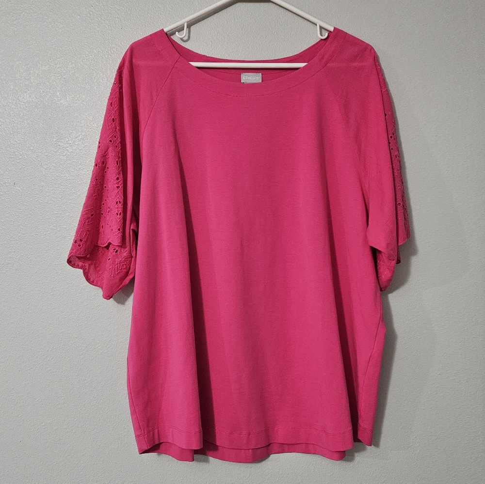 Chico's Top Eyelet Sleeves 3(XL)